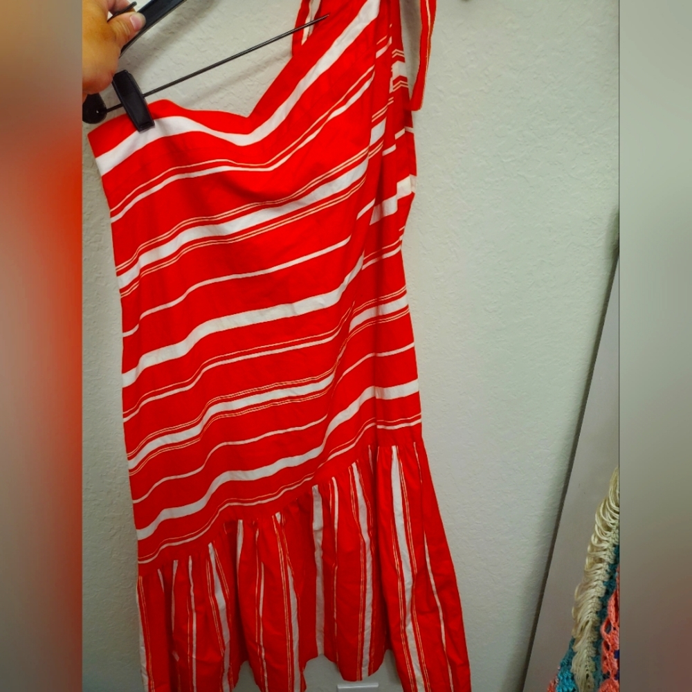 Saint Laurent 1970's vinage red and white striped summer dress